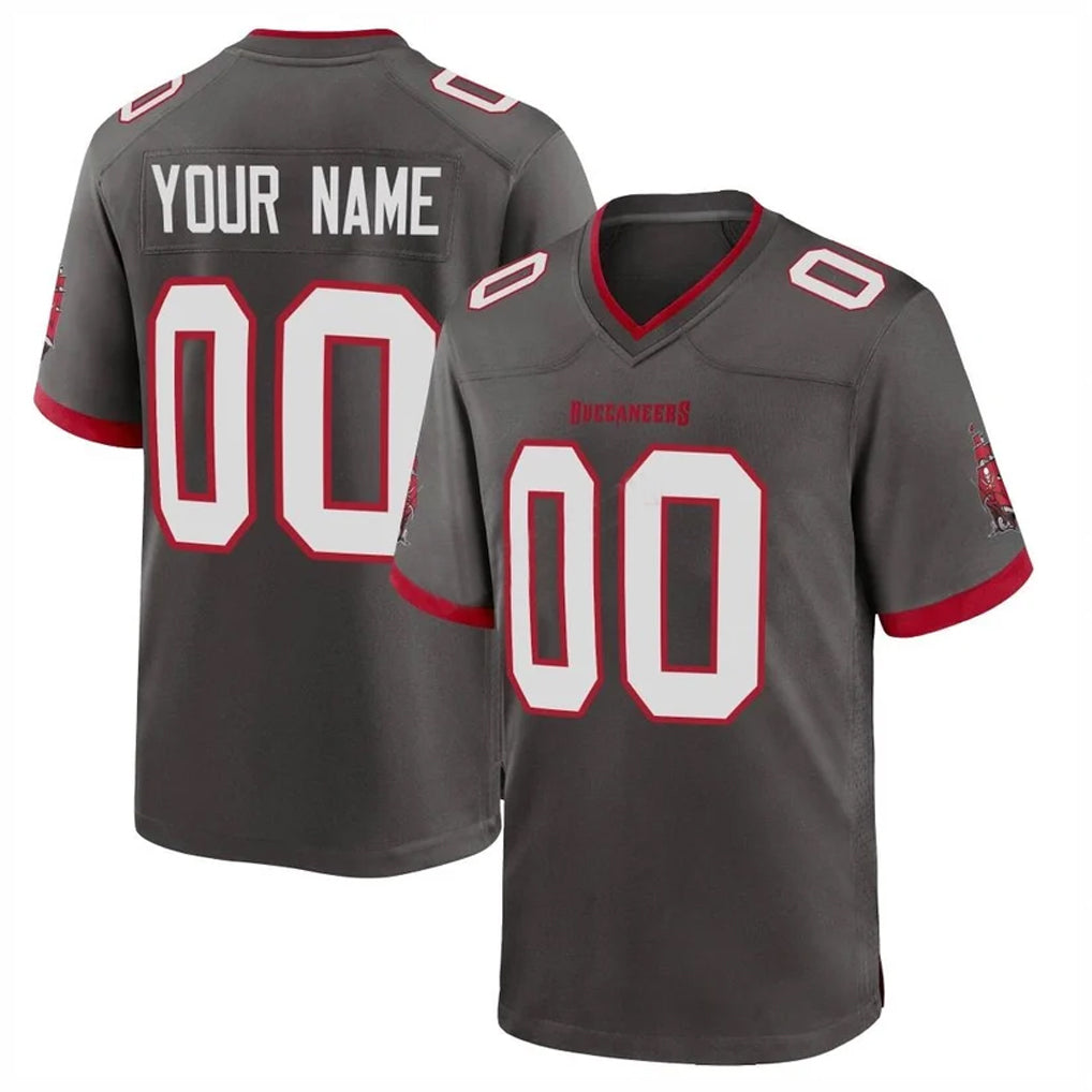 Davalo Custom TB.Buccaneers Pewter Alternate Home Game Any Name & Numbers Stitched Jerseys