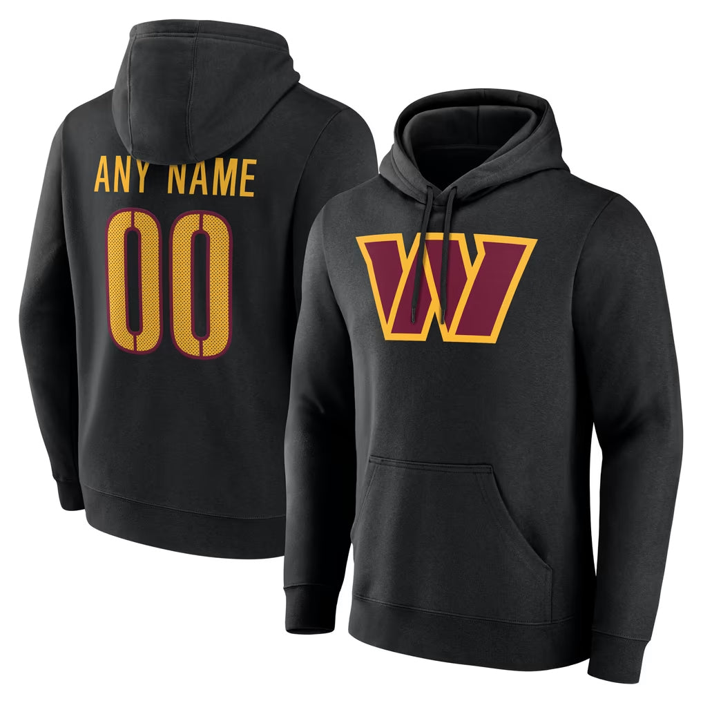 Davalo Custom W.Commanders Gray LOGO Performance Pullover Hoodies Game Any Name & Numbers Stitched Jerseys