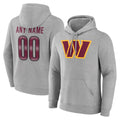 Davalo Custom W.Commanders Gray LOGO Pullover Hoodies Game Any Name & Numbers Stitched Jerseys