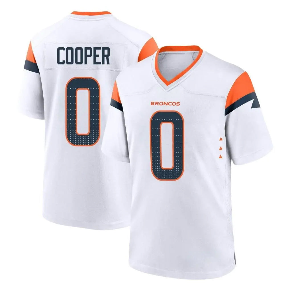 Davalo D.Broncos #0 Jonathon Cooper Player White Home Game Stitched Jerseys