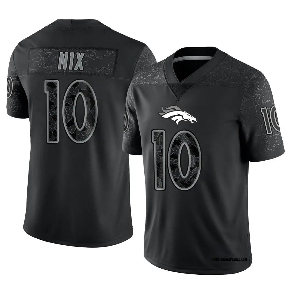 Davalo D.Broncos #10 Bo Nix Player Black RFLCTV Limited  Jerseys