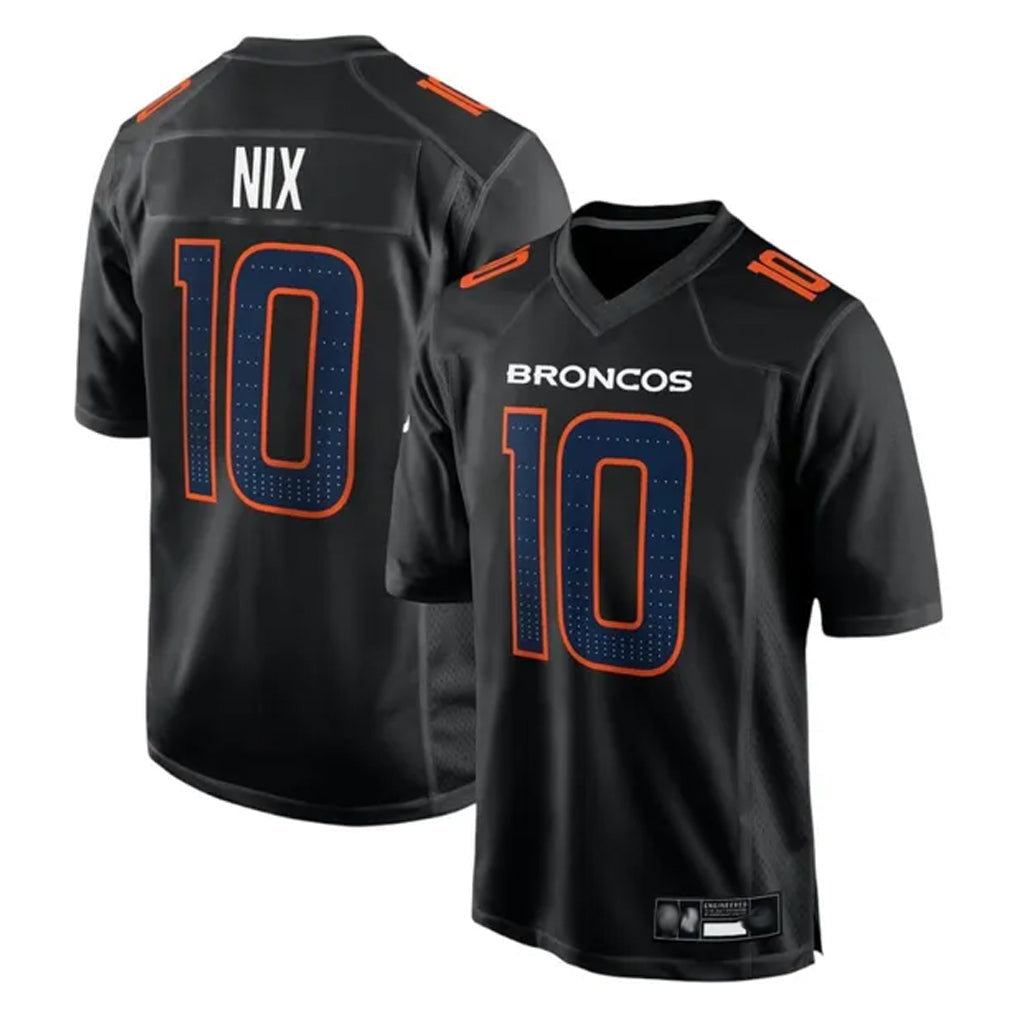 Davalo D.Broncos #10 Bo Nix Player Carbon Black Fashion Limited Game Stitched Jerseys