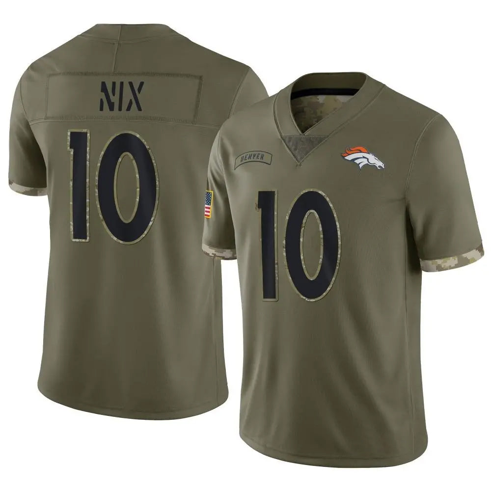 Davalo D.Broncos #10 Bo Nix Player Limited Salute To Service Olive Stitched Jerseys