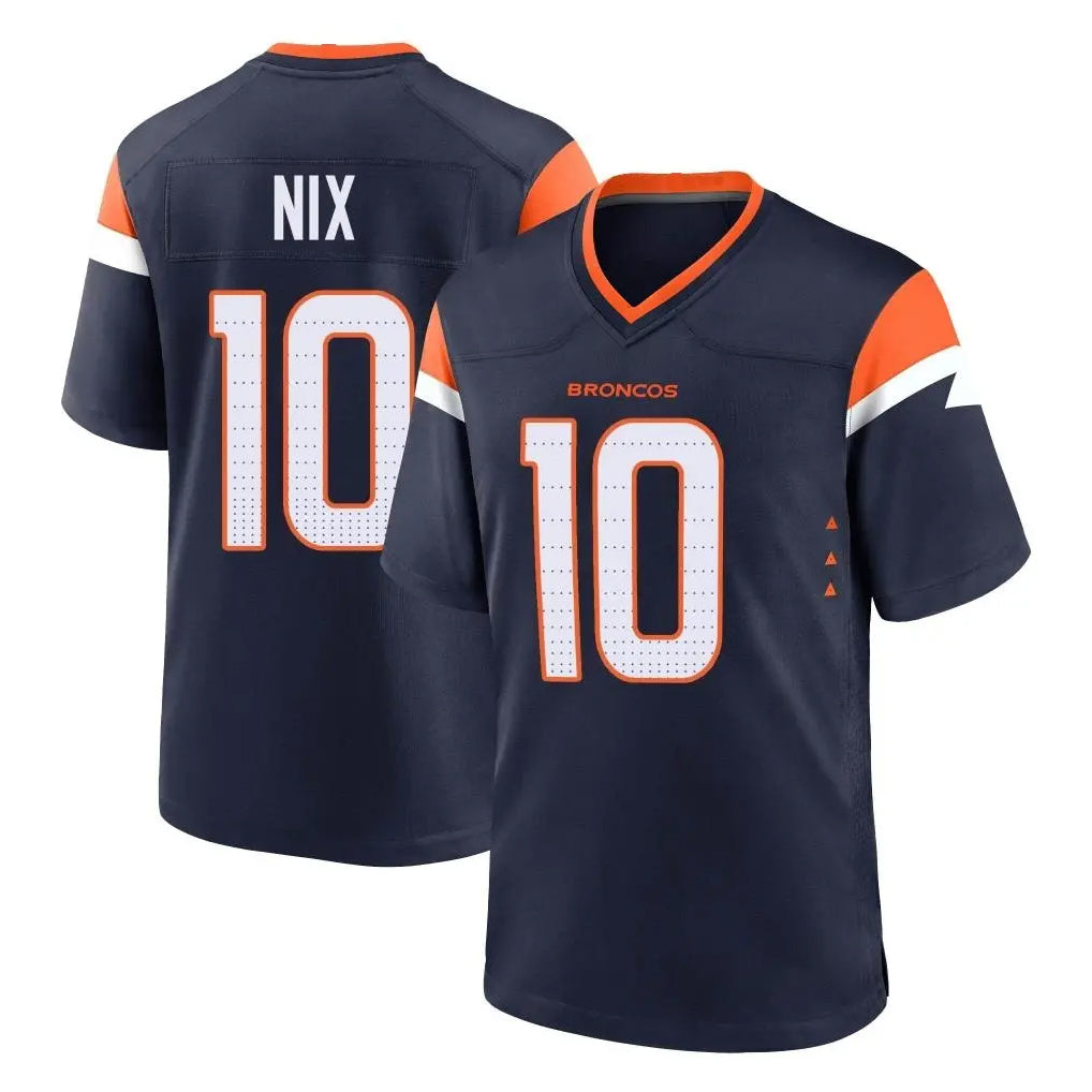 Davalo D.Broncos #10 Bo Nix Player Navy Home Game Stitched Jerseys