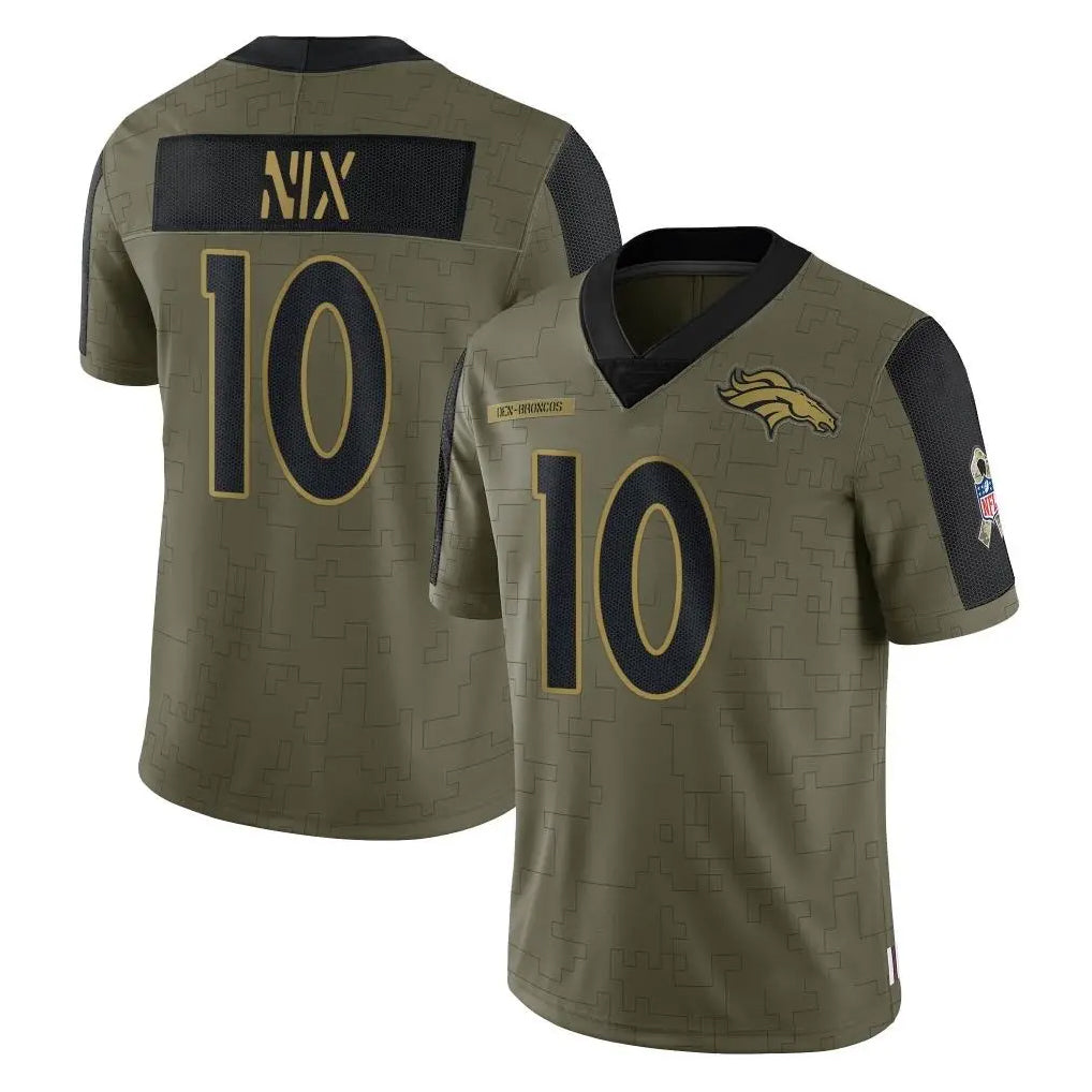 Davalo D.Broncos #10 Bo Nix Player Olive Salute To Service Limited Game Stitched Jerseys
