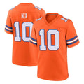 Davalo D.Broncos #10 Bo Nix Player Orange Alternate Collection Throwback Game Stitched Jerseys
