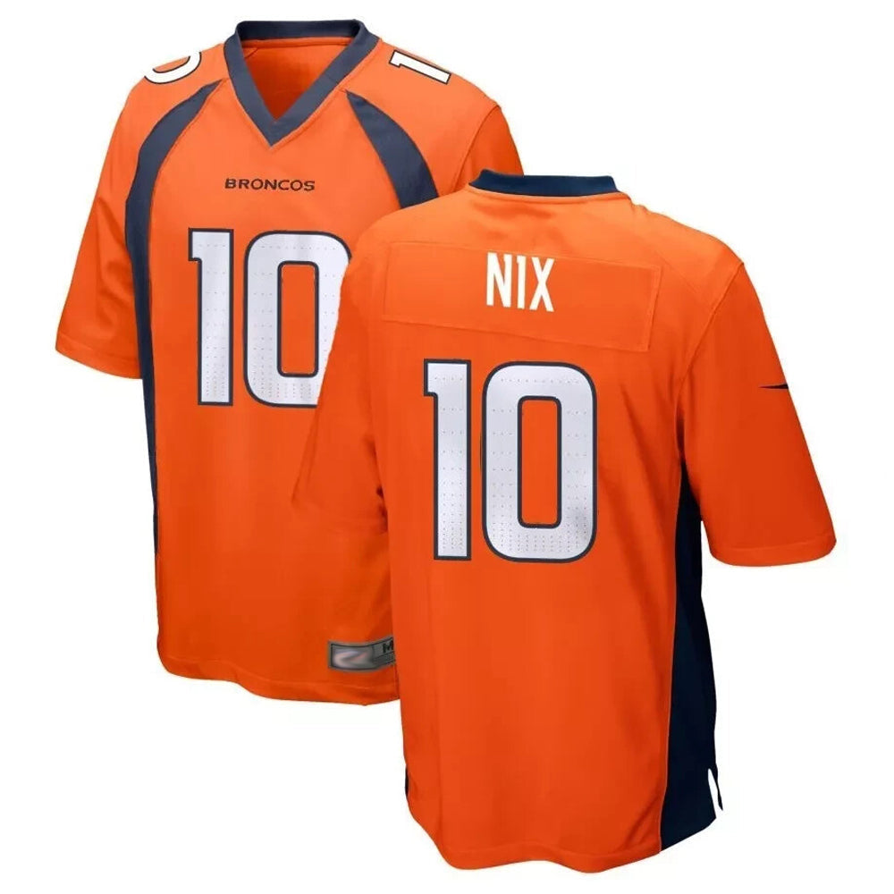 Davalo D.Broncos #10 Bo Nix Player Orange Game Stitched Jerseys