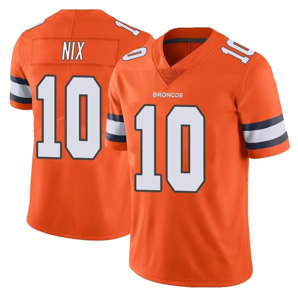 Davalo D.Broncos #10 Bo Nix Player Orange Vapor Untouchable Limited Home Game Stitched Jerseys