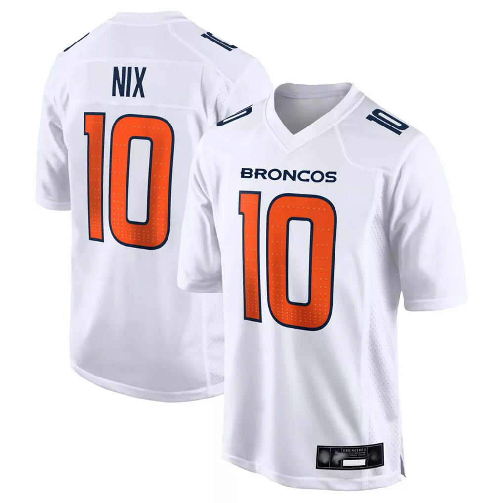 Davalo D.Broncos #10 Bo Nix Player White Fashion Limited Game Stitched Jerseys