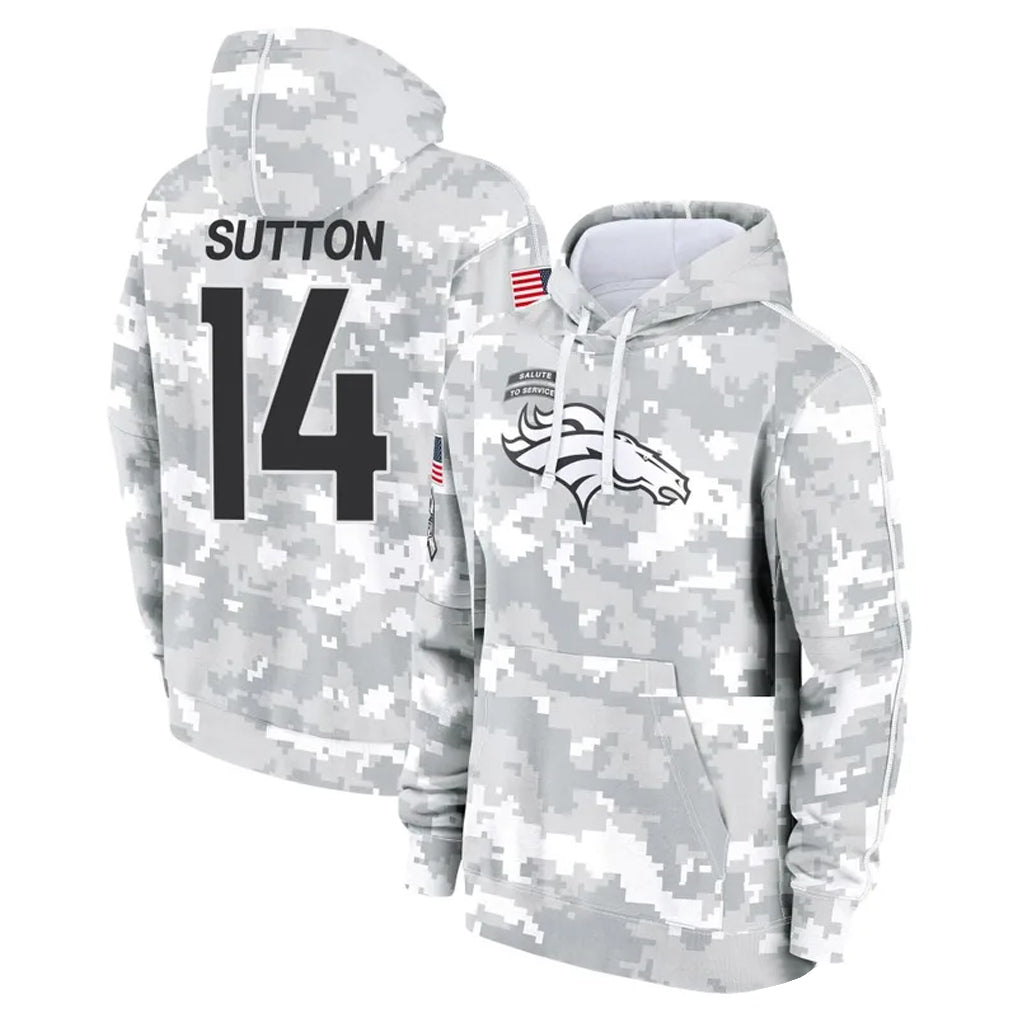 Davalo D.Broncos #14 Courtland Sutton Player Arctic Camo Salute to Service Hoodies Limited Game Stitched Jerseys