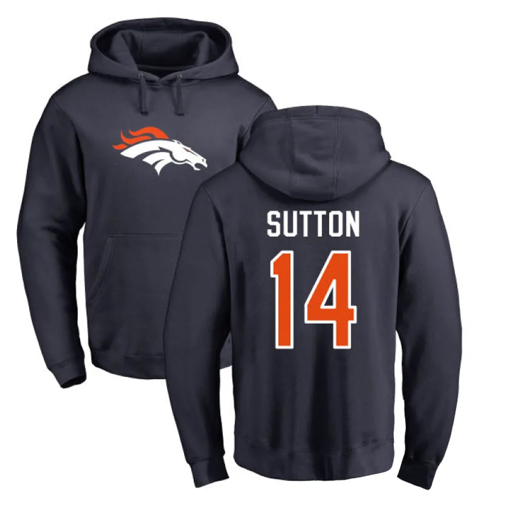Davalo D.Broncos #14 Courtland Sutton Player Navy Pullover Hoodie Limited Stitched Jerseys
