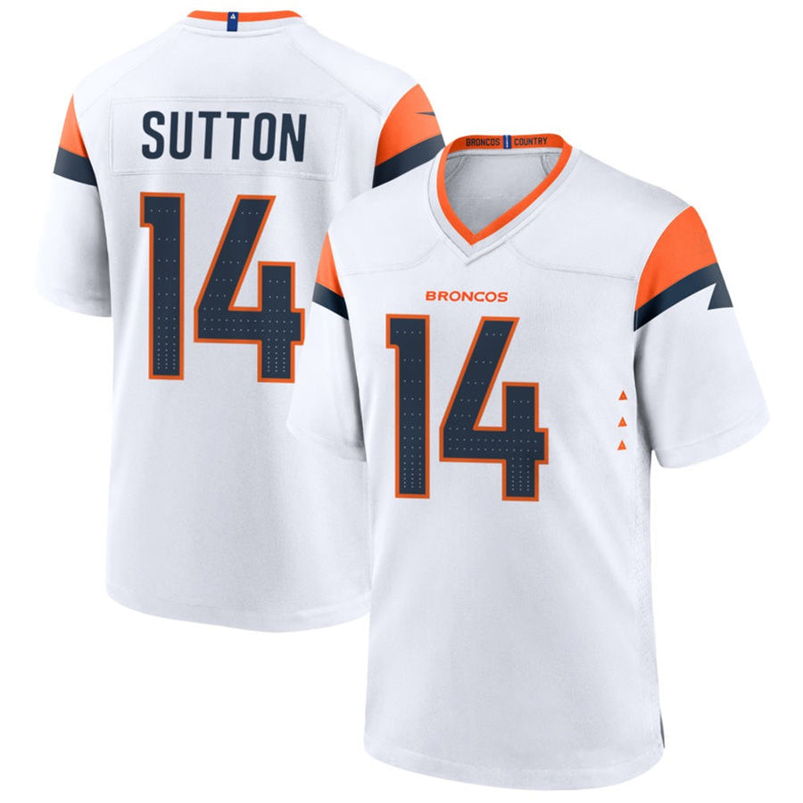 Davalo D.Broncos #14 Courtland Sutton Player White Home Game Stitched Jerseys