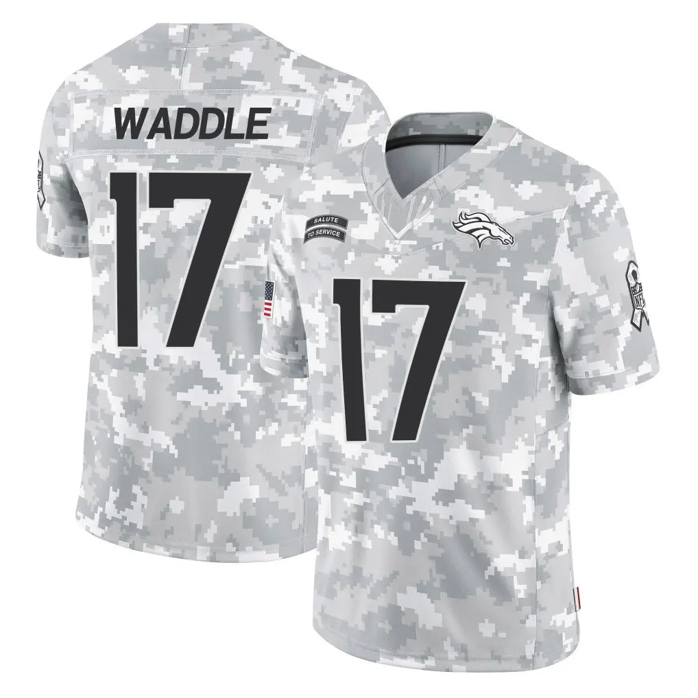 Davalo D.Broncos #17 Jaylen Waddle Player Arctic Camo Salute To Service Limited Stitched Jerseys