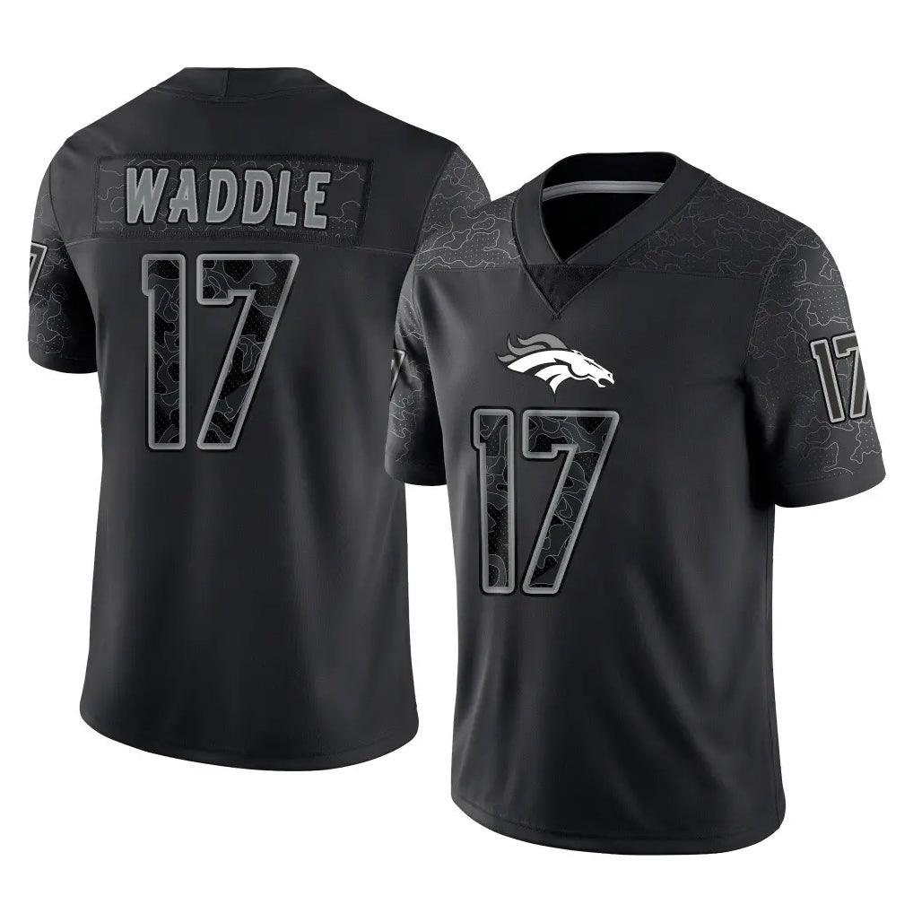Davalo D.Broncos #17 Jaylen Waddle Player Black Reflective Limited Stitched Jerseys