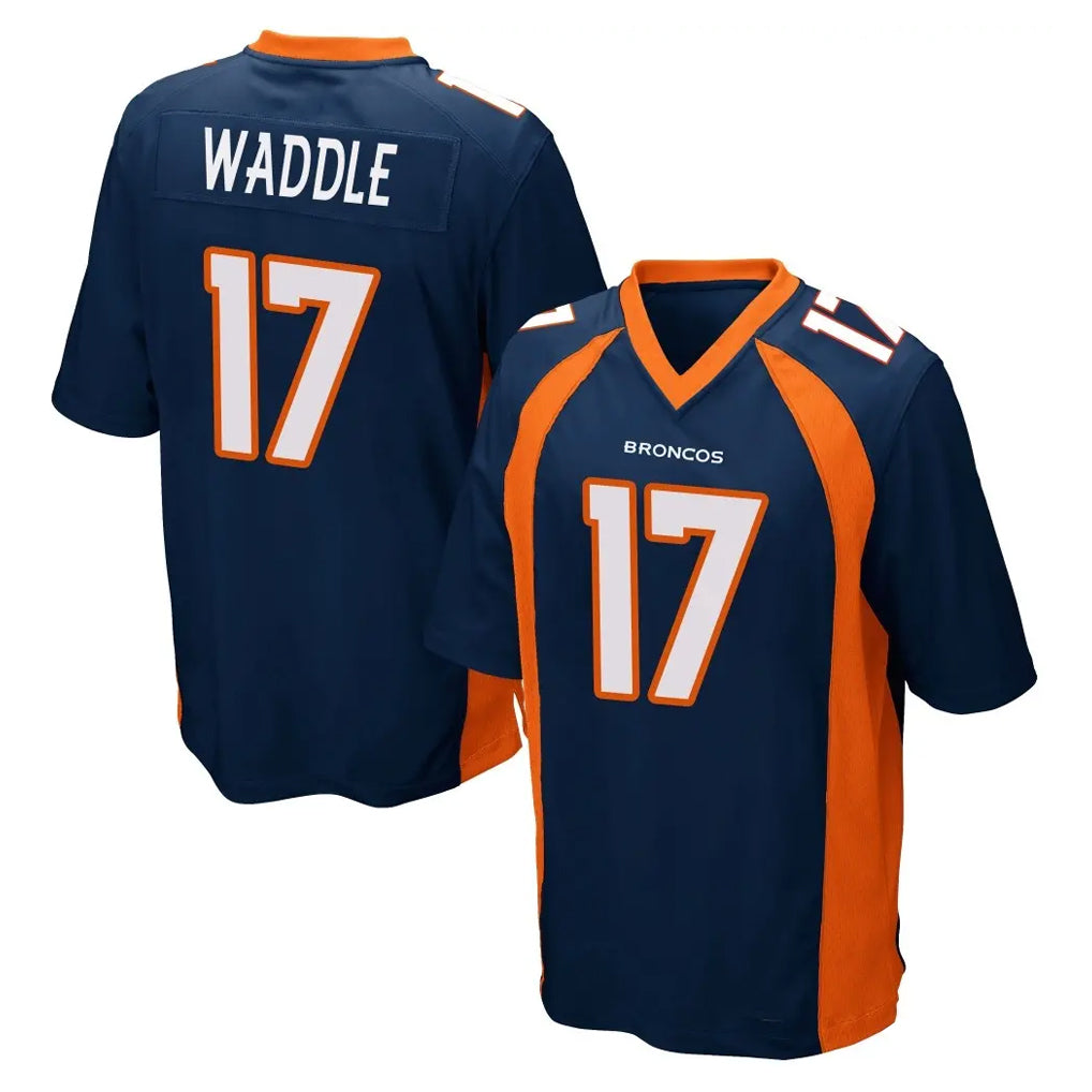 Davalo D.Broncos #17 Jaylen Waddle Player Navy Game Stitched Jerseys
