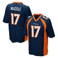 Davalo D.Broncos #17 Jaylen Waddle Player Navy Game Stitched Jerseys