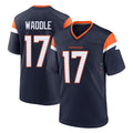 Davalo D.Broncos #17 Jaylen Waddle Player Navy Home Game Stitched Jerseys
