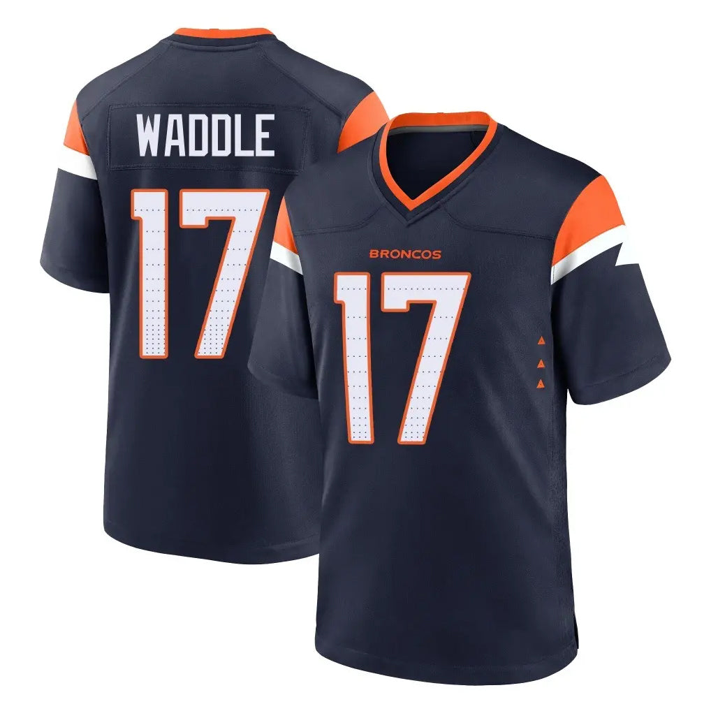 Davalo D.Broncos #17 Jaylen Waddle Player Navy Home Game Stitched Jerseys