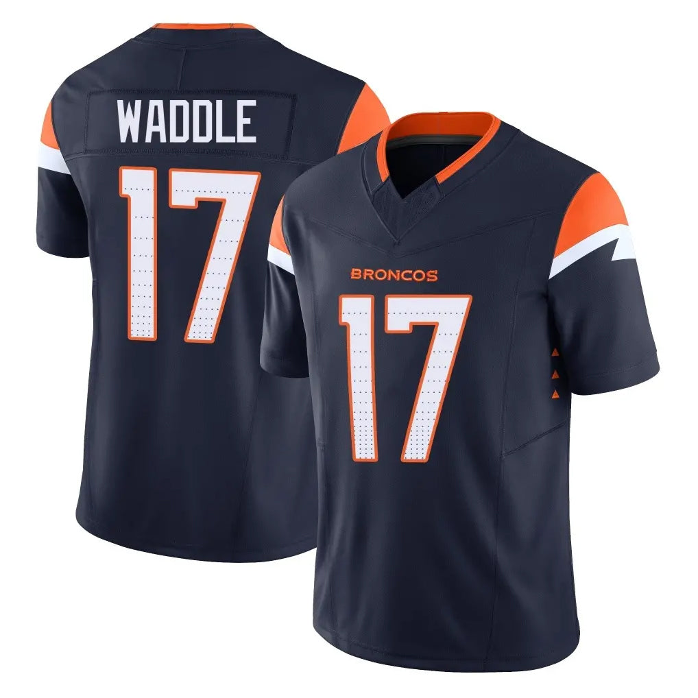 Davalo D.Broncos #17 Jaylen Waddle Player Navy Limited Vapor F.U.S.E. Home Game Stitched Jerseys