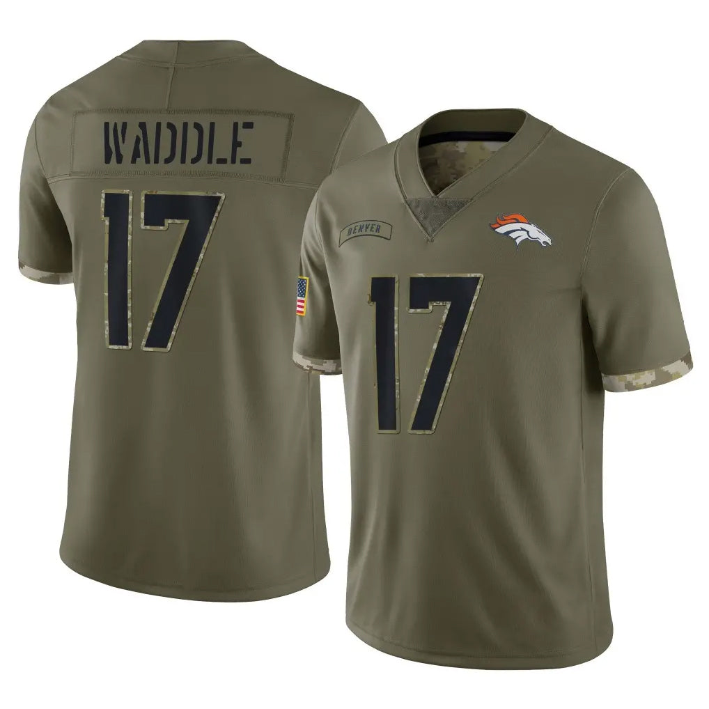 Davalo D.Broncos #17 Jaylen Waddle Player Olive Salute To Service Limited Stitched Jerseys