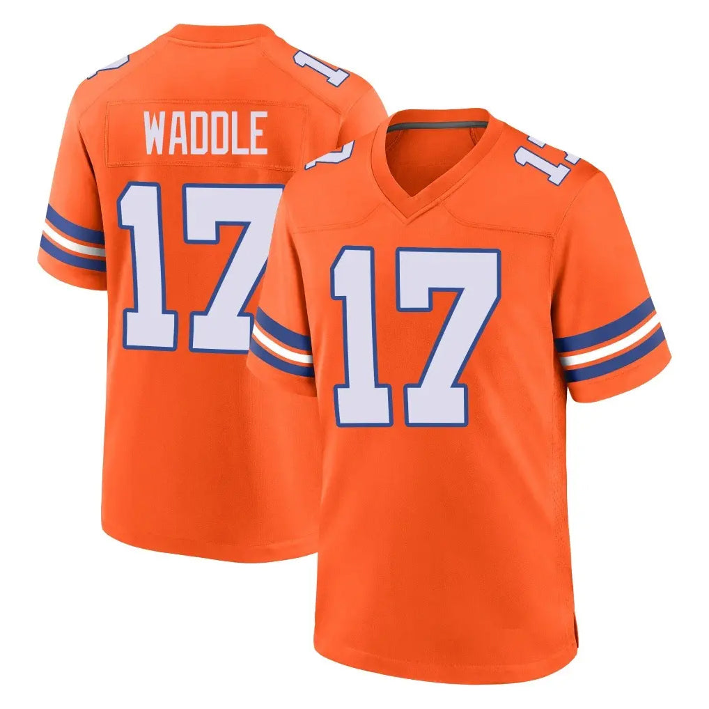 Davalo D.Broncos #17 Jaylen Waddle Player Orange Alternate Collection Throwback Game Stitched Jerseys