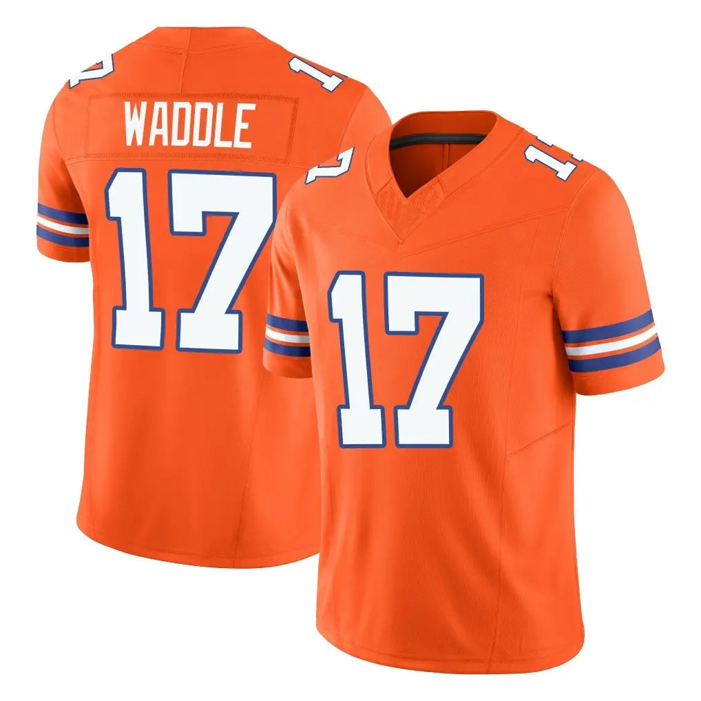 Davalo D.Broncos #17 Jaylen Waddle Player Orange Limited Alternate Vapor F.U.S.E. Throwback Game Stitched Jerseys