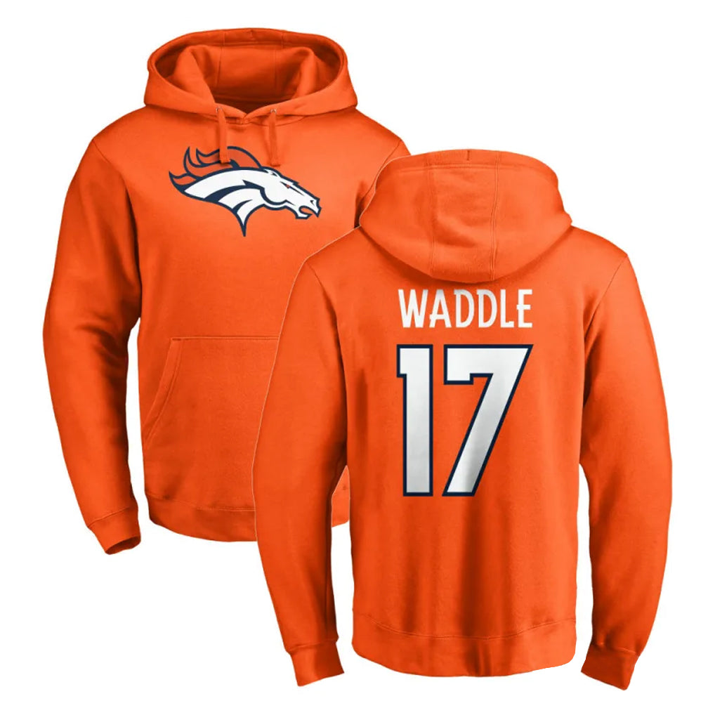 Davalo D.Broncos #17 Jaylen Waddle Player Orange Pullover Hoodie Limited Stitched Jerseys