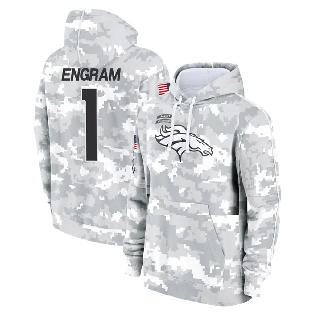 Davalo D.Broncos #1 Evan Engram Player Arctic Camo Salute to Service Hoodies Limited Game Stitched Jerseys