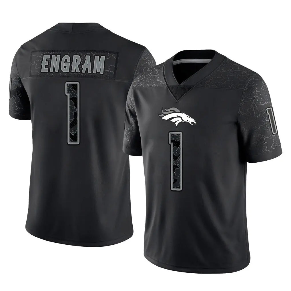 Davalo D.Broncos #1 Evan Engram Player Black Reflective Limited Stitched Jerseys