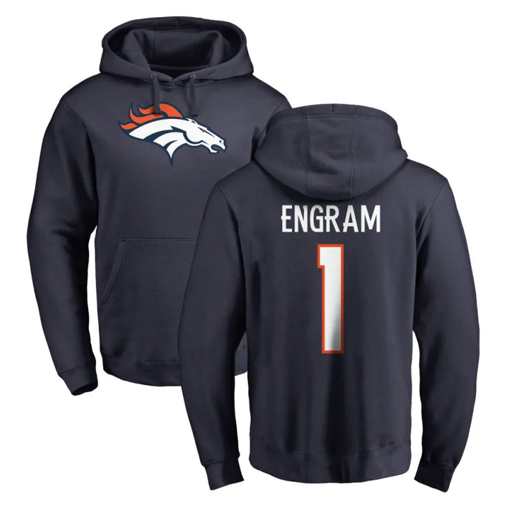 Davalo D.Broncos #1 Evan Engram Player Navy Pullover Hoodie Limited Stitched Jerseys
