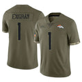 Davalo D.Broncos #1 Evan Engram Player Olive Salute To Service Limited Stitched Jerseys