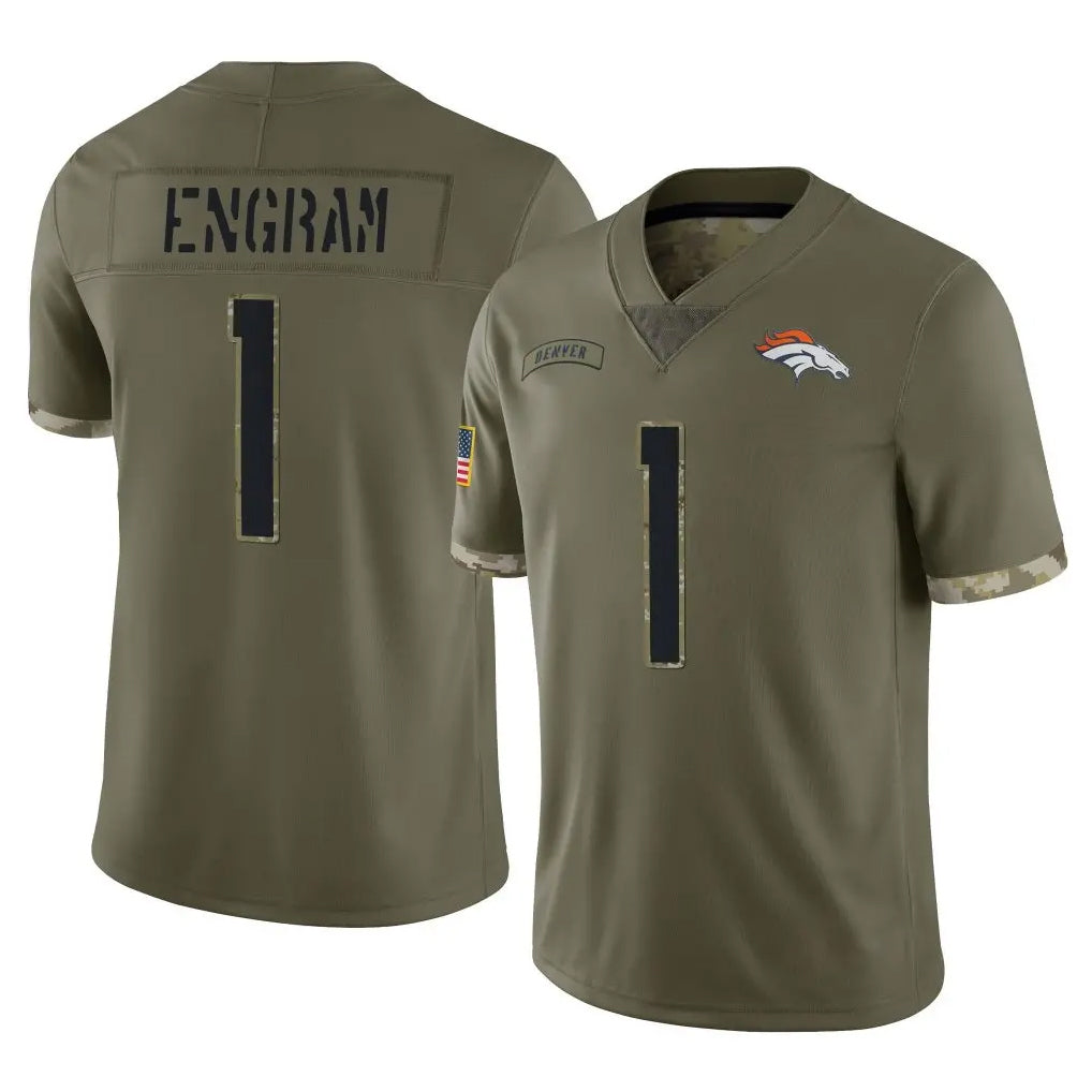 Davalo D.Broncos #1 Evan Engram Player Olive Salute To Service Limited Stitched Jerseys