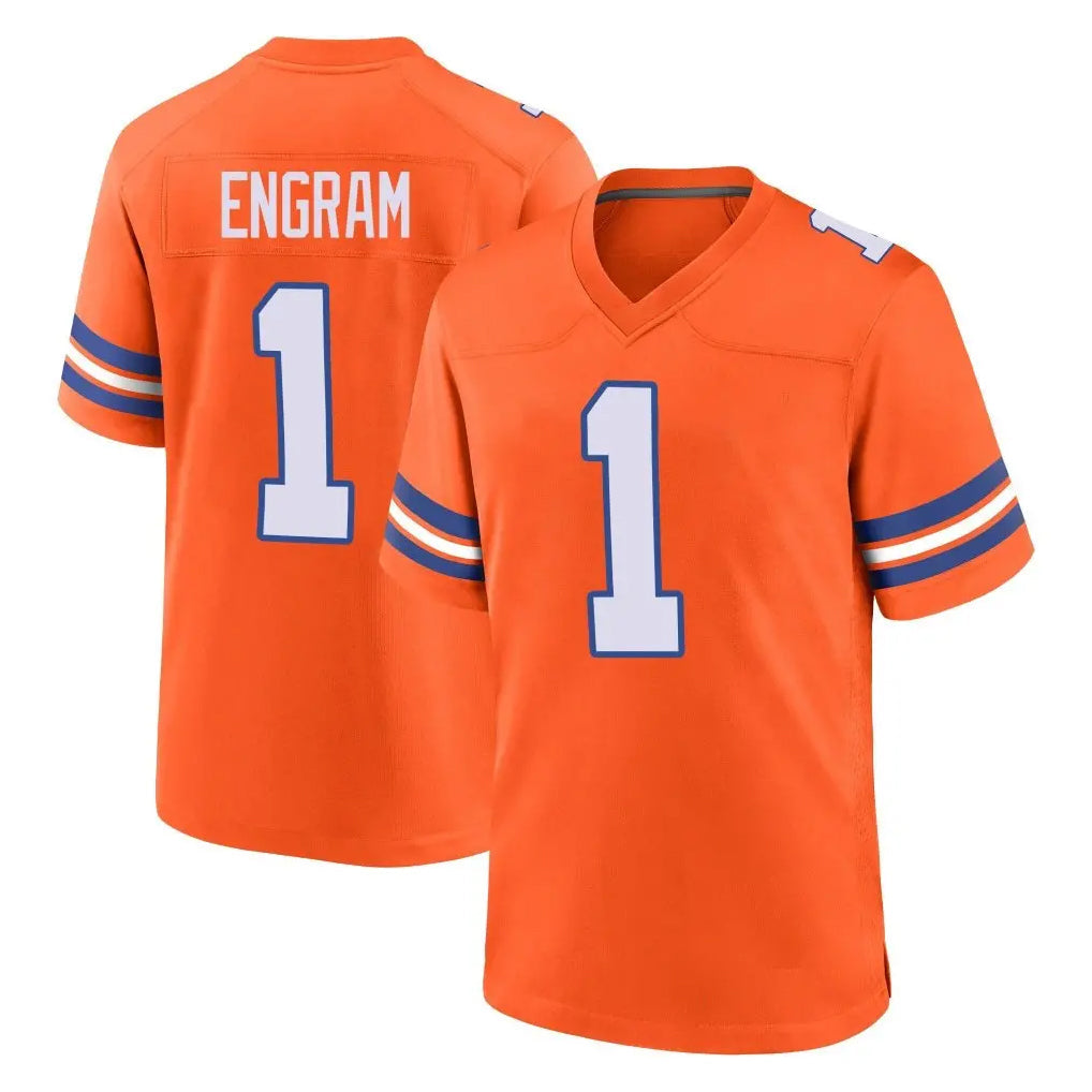 Davalo D.Broncos #1 Evan Engram Player Orange Alternate Collection Throwback Game Stitched Jerseys