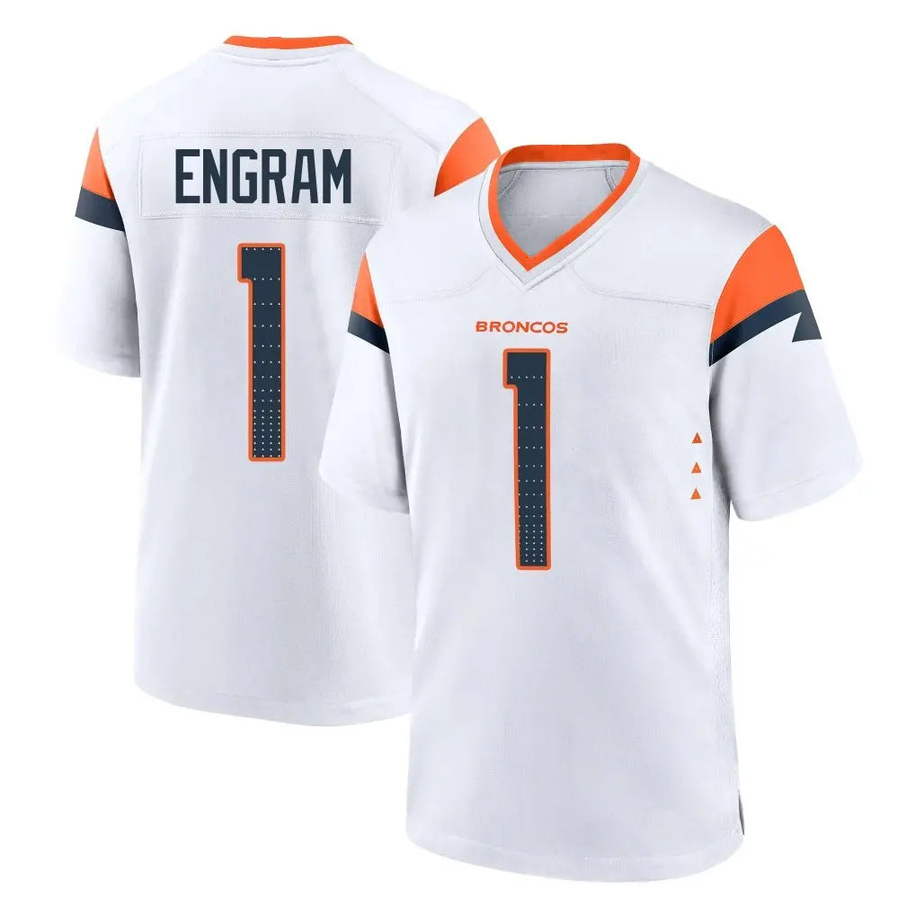 Davalo D.Broncos #1 Evan Engram Player White Home Game Stitched Jerseys