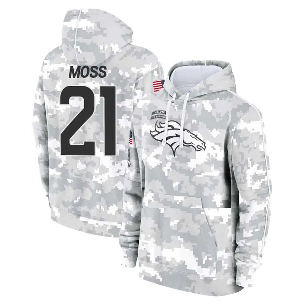 Davalo D.Broncos #21 Riley Moss Player Arctic Camo Salute to Service Hoodies Limited Game Stitched Jerseys