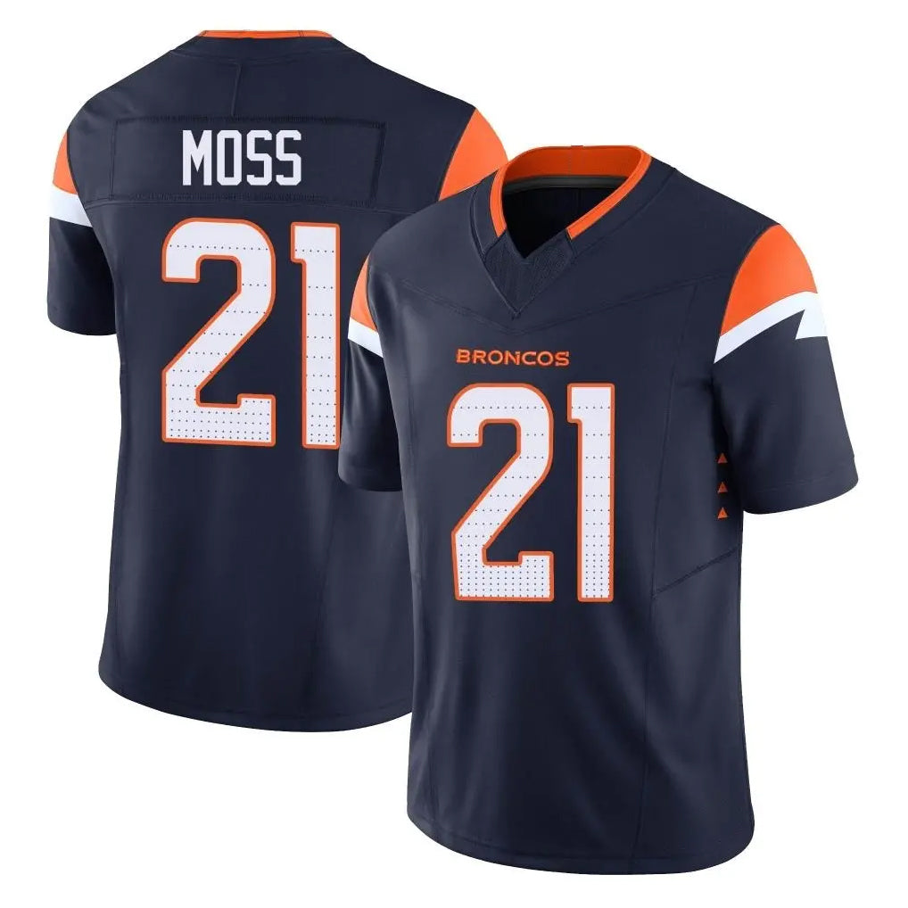 Davalo D.Broncos #21 Riley Moss Player Navy Limited Vapor F.U.S.E. Home Game Stitched Jerseys
