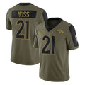 Davalo D.Broncos #21 Riley Moss Player Olive Salute To Service Limited Game Stitched Jerseys