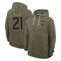 Davalo D.Broncos #21 Riley Moss Player Olive Salute to Service Pullover Hoodies Limited Stitched Jerseys