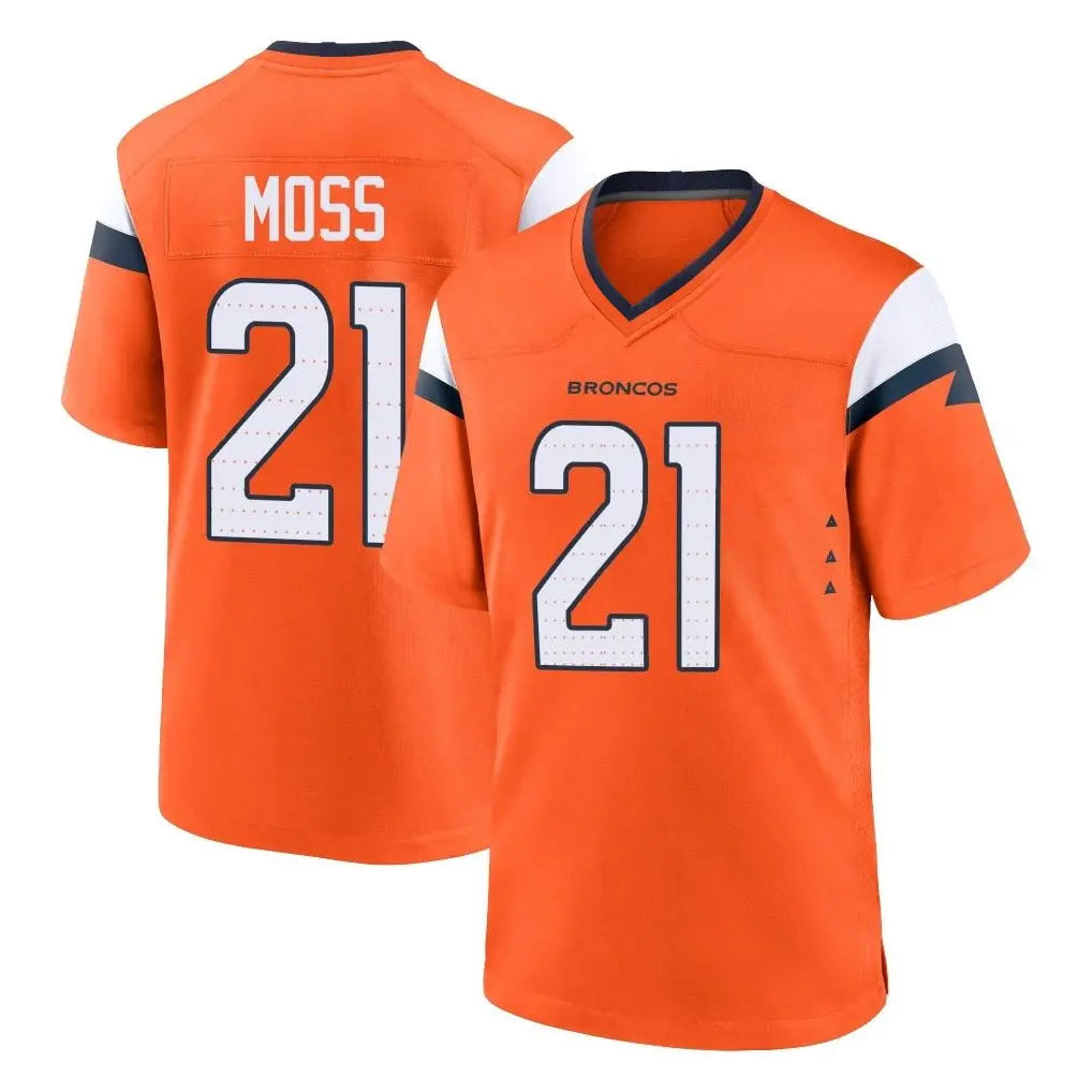 Davalo D.Broncos #21 Riley Moss Player Orange Home Game Stitched Jerseys