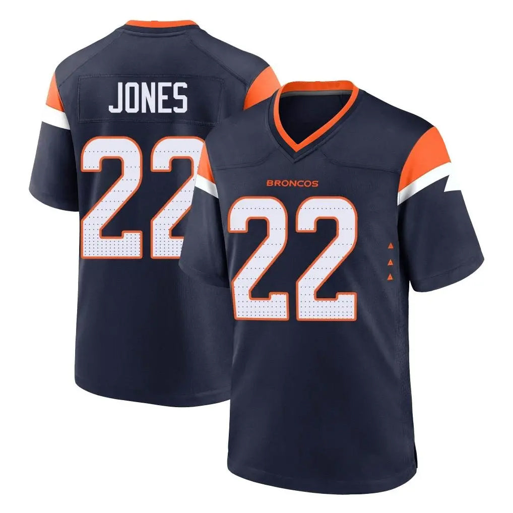 Davalo D.Broncos #22 Brandon Jones Player Navy Home Game Stitched Jerseys