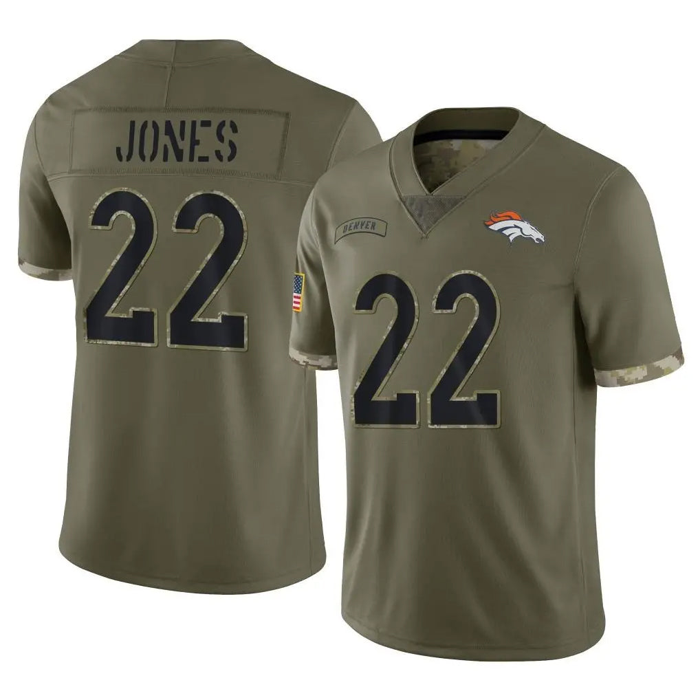 Davalo D.Broncos #22 Brandon Jones Player Olive Salute To Service Limited Stitched Jerseys