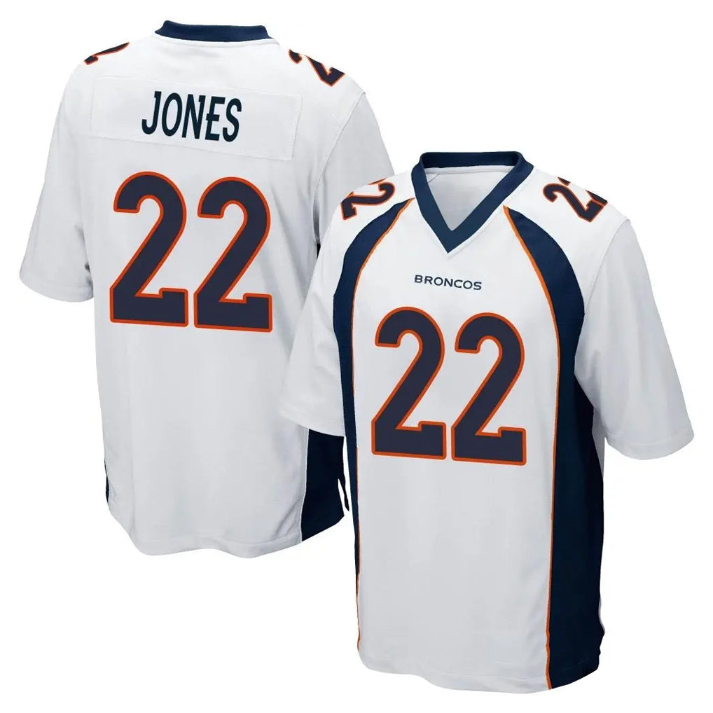 Davalo D.Broncos #22 Brandon Jones Player White Game Stitched Jerseys