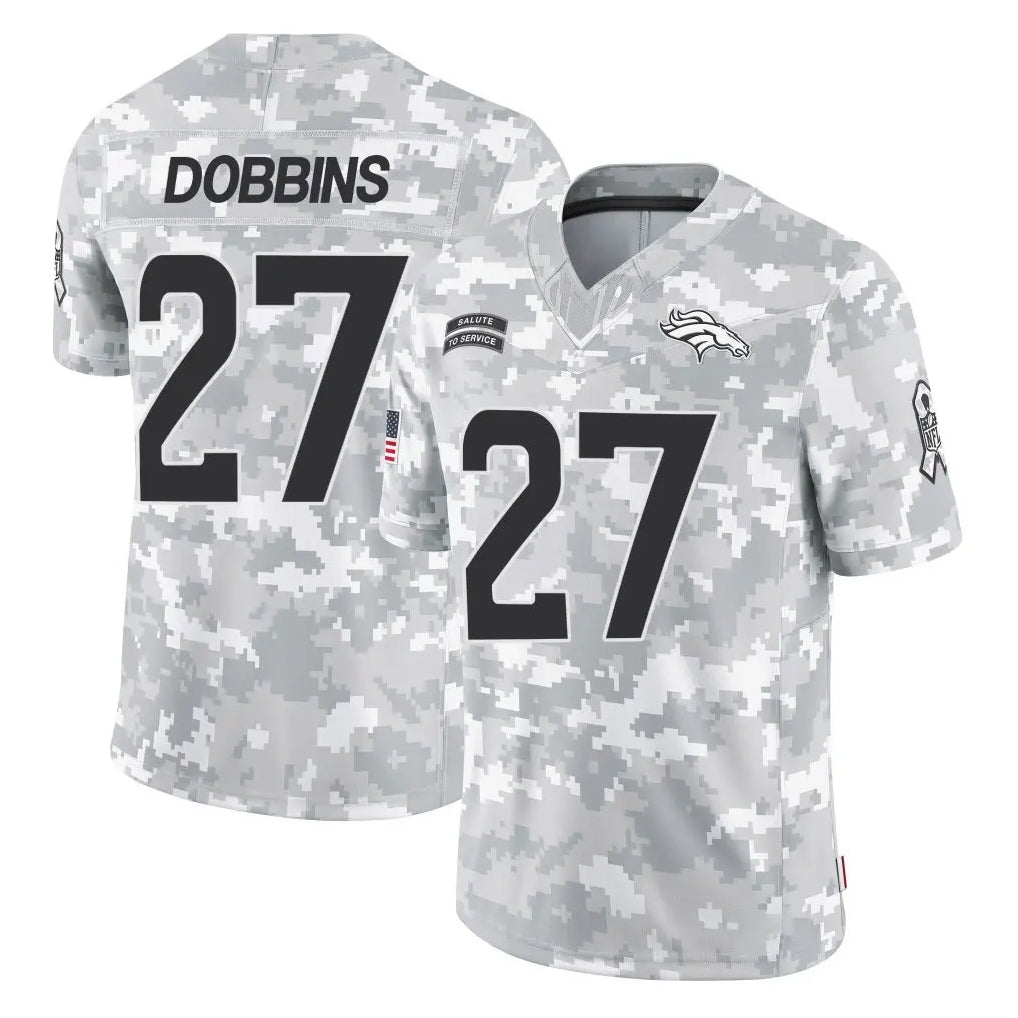 Davalo D.Broncos #27 J.K. Dobbins Player Arctic Camo Salute To Service Limited Stitched Jerseys