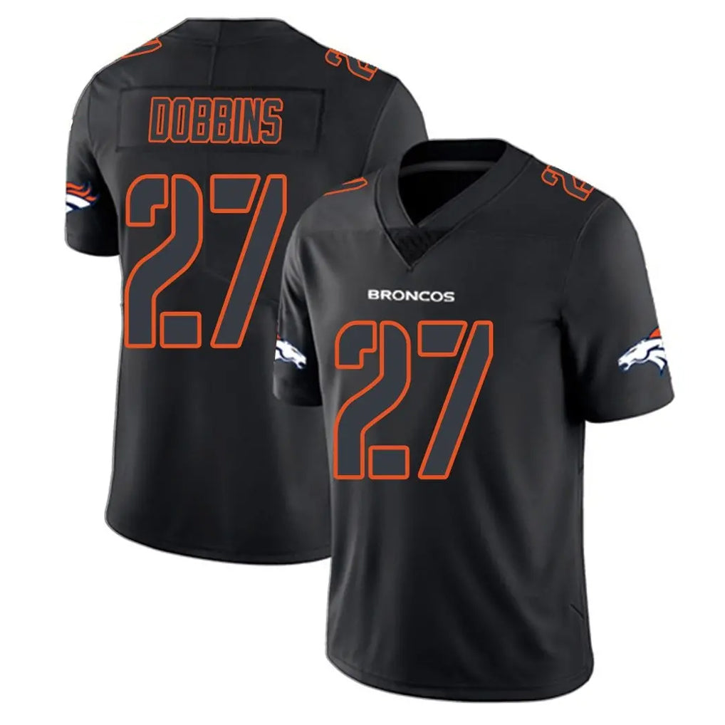 Davalo D.Broncos #27 J.K. Dobbins Player Black Impact Limited Game Stitched Jerseys