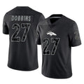 Davalo D.Broncos #27 J.K. Dobbins Player Black Reflective Limited Stitched Jerseys