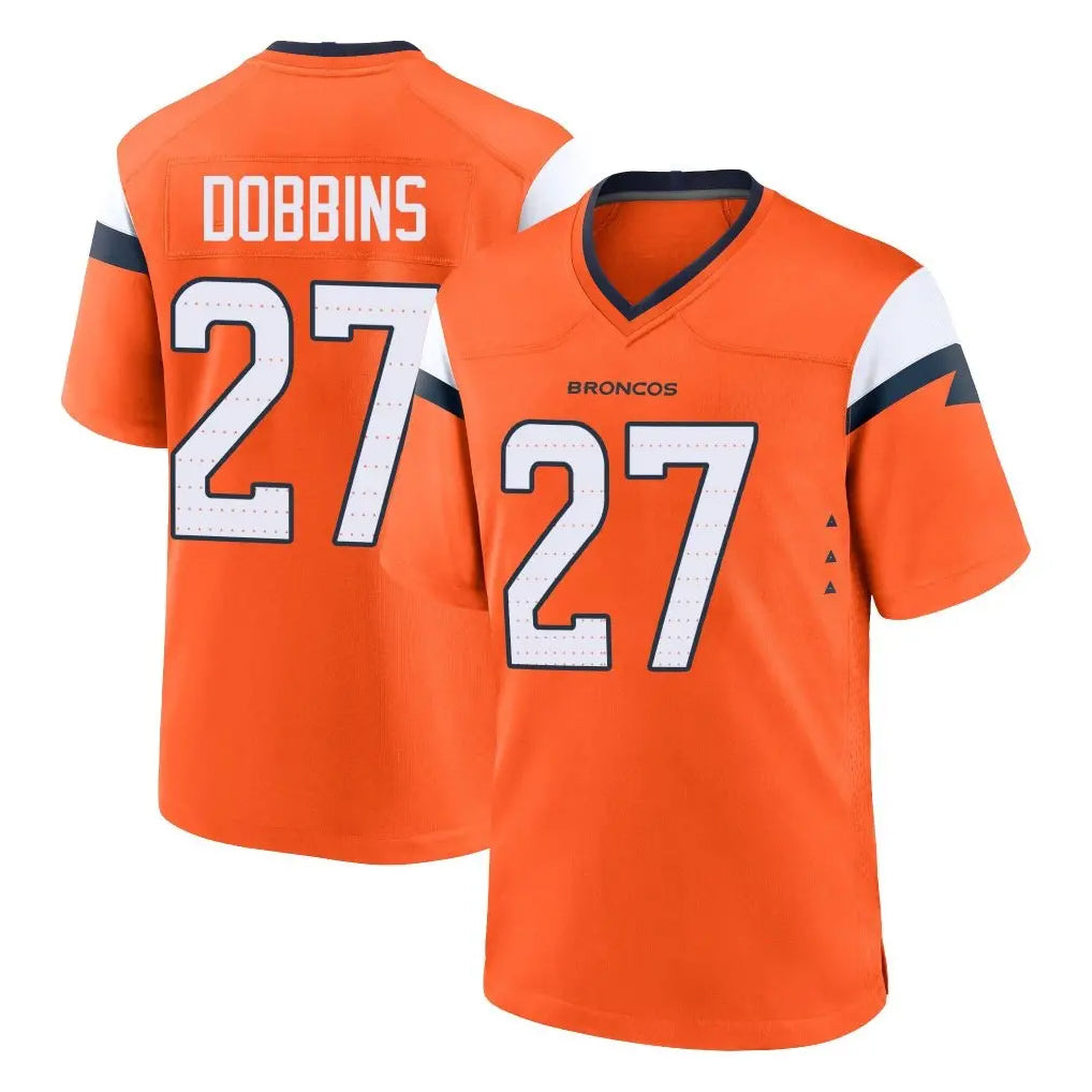Davalo D.Broncos #27 J.K. Dobbins Player Orange Home Game Stitched Jerseys