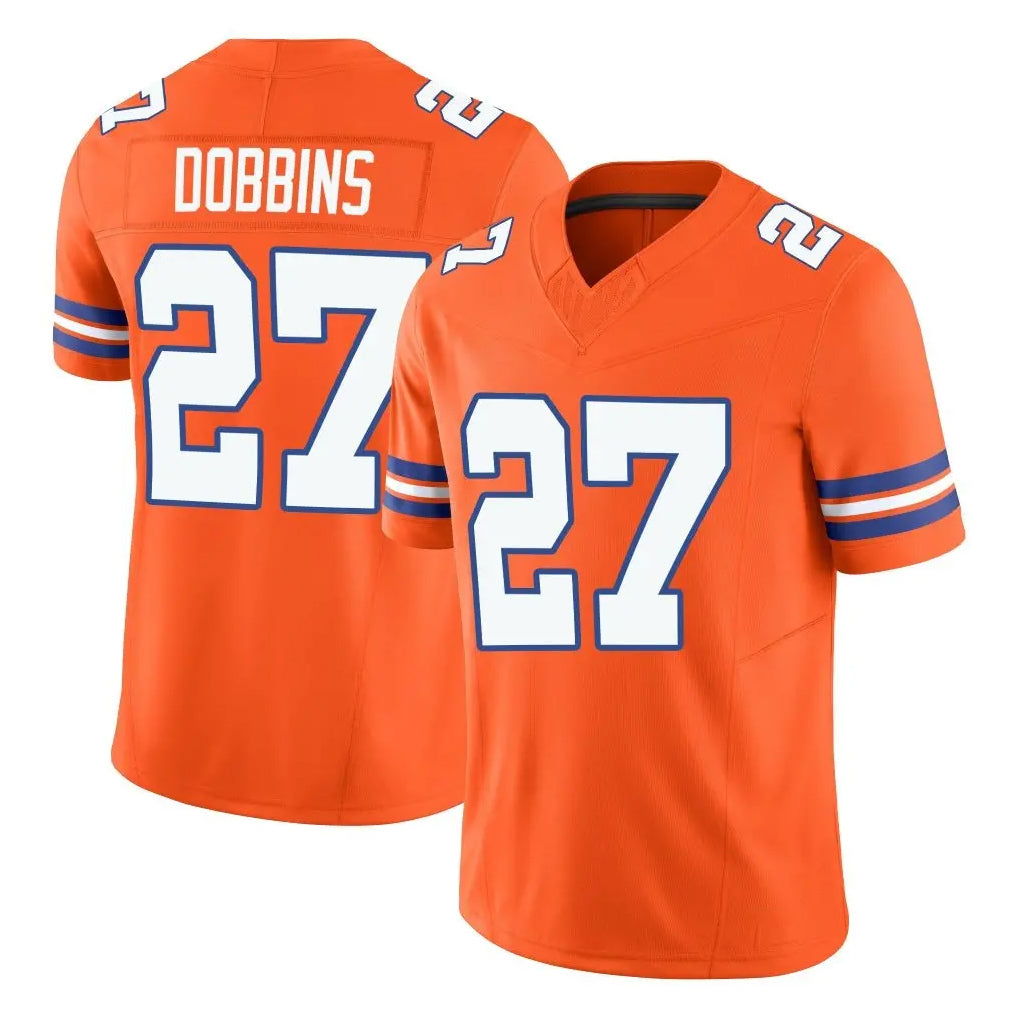 Davalo D.Broncos #27 J.K. Dobbins Player Orange Limited Alternate Vapor F.U.S.E. Throwback Game Stitched Jerseys