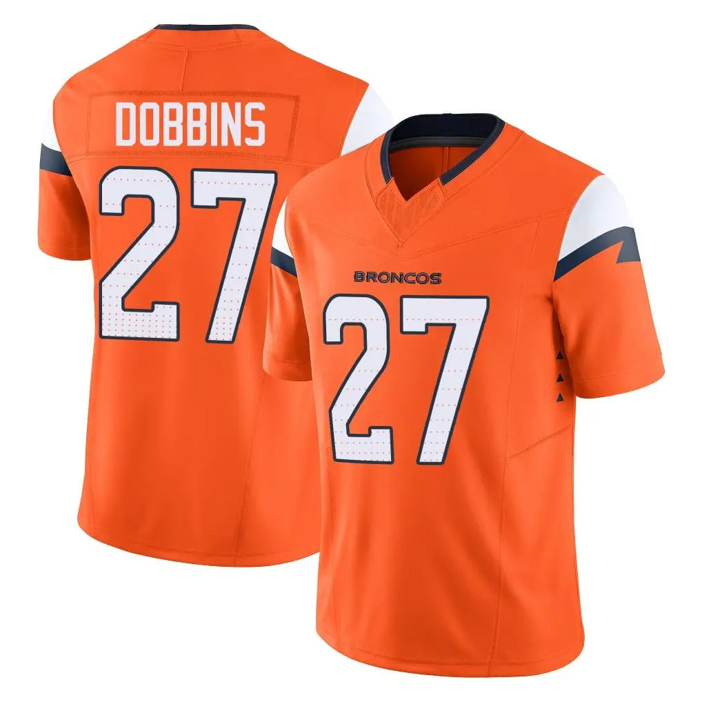 Davalo D.Broncos #27 J.K. Dobbins Player Orange Vapor F.U.S.E. Limited Home Game Stitched Jerseys