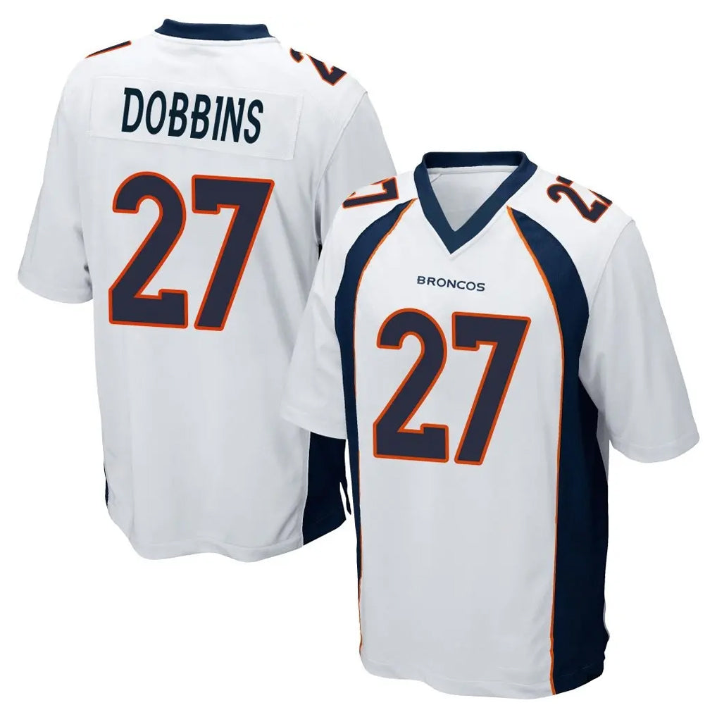 Davalo D.Broncos #27 J.K. Dobbins Player White Game Stitched Jerseys