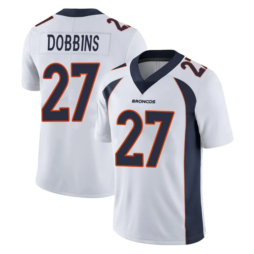 Davalo D.Broncos #27 J.K. Dobbins Player White Vapor Untouchable Limited Home Game Stitched Jerseys